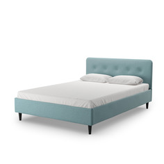 Кровать двуспальная Salotti Дримс 160, велюр, ткань Тако, светло-бирюзовый, 160x200