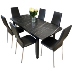 Обеденная группа NGVK Мега 2 белый и 6 стульев Омега цвет Белый