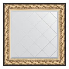 Зеркало с гравировкой в раме 90x90см Evoform BY 4337 барокко золото