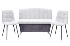 Кухонный диван ТопМебель Альт (120х56 см) со стульями, в одинаковой обивке, серый / графит