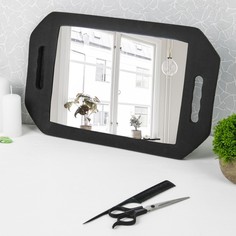 Зеркало с ручками, зеркальная поверхность 19,5 ? 28 см, цвет чёрный Queen Fair