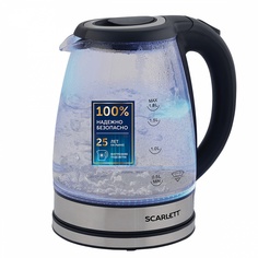 Чайник электрический Scarlett SC-EK27G88 1.8 л серебристый, прозрачный, черный