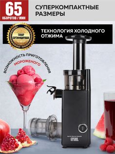 Соковыжималка шнековая GFGRIL GF-J10 130 Вт Black