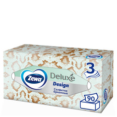 Салфетки Бумажные в коробке Zewa Deluxe Дизайн, 3 слоя, 90 шт.