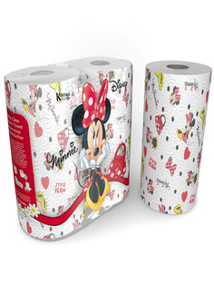 Полотенца бумажные World Cart Minnie с рисунком серия Disney 3 слоя 2 рул 75 л