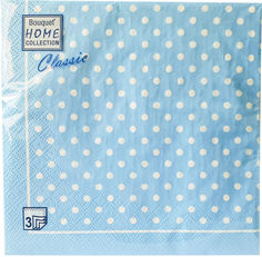 Салфетки бумажные Bouquet Home collection Classic Голубая в горошек 3 слоя 33*33см 20шт