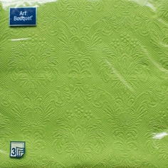 Набор из: 1. Салфетки бумажные трехслойные Барокко. Зелёный палевый x 3 шт. Мята