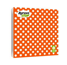 Бумажные салфетки Bulgaree Green горох на оранжевом 2 слоя 33 х 33 см 20 шт.