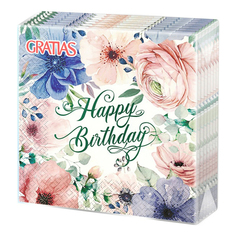 Бумажные салфетки Gratias Happy Birthday трехслойные 33 х 33 см 20 шт.