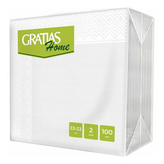 Бумажные салфетки Gratias Home двухслойные белые 33 х 33 см 100 шт.