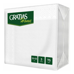 Бумажные салфетки Gratias Home трехслойные белые 33 х 33 см 75 шт.