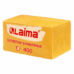 Салфетки бумажные 400 шт, 24х24 см, Big Pack, жёлтые, 100% целлюлоза, LAIMA