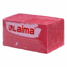 Салфетки бумажные 400 шт, 24х24 см, Big Pack, красные, 100% целлюлоза, LAIMA