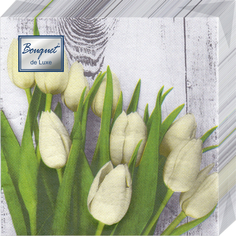 Салфетки бумажные Bouquet De Luxe Белые тюльпаны, сервировочные, 24х24 см, 25 шт.