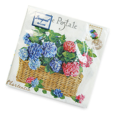 Салфетки бумажные Art Bouquet Гортензия сервировочные 3 слоя 24х24 см 25 шт.