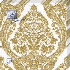 Салфетки бумажные Bouquet Home Collection Premium Золотой на белом 3 слоя 40 х 40 см 20 шт