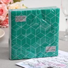 Салфетки бумажные New Line FRESCO Кубики 3D зеленые, 2-слоя 20 листов 33x33