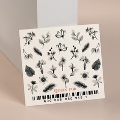 Слайдер-дизайн для ногтей Queen Fair Monochrome flowers