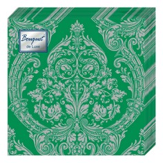 Салфетки бумажные Bouquet de Luxe Royal Серебро на зеленом 3 слоя 24 х 24 см 25 шт