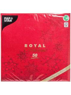 Салфетки бумажные PAPSTAR Royal Collection Звезды 48х48 см, 3 слоя, 50 шт. красные