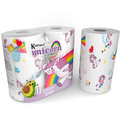Полотенца бумажные World Cart Единорог Kartika Collection 2 слоя 2 рул 70 л