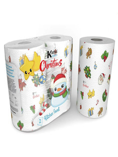 Полотенца бумажные World Cart Рождество Kartika Collection 2-х слойные 2 рул 70 л