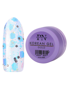Гель для дизайна ногтей Patrisa Nail KOREAN GEL Gold камифубуки, 5 г