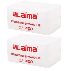 Салфетки Laima бумажные белые 100% целлюлоза 400 шт 24х24 см 2 уп