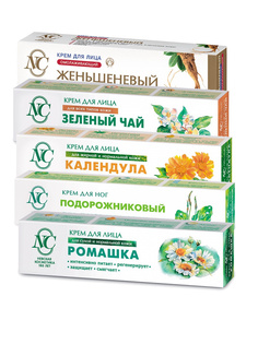 Набор кремов Невская Косметика Женьшеневый+Зелёный чай+Календула+Подорожниковый+Ромашка