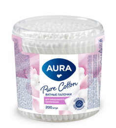 Ватные палочки Aura стакан 200 шт.