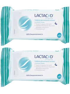 Комплект Салфетки для интимной гигиены LACTACYD PHARMA с экстрактом Тимьяна 15 шт. х 2уп.