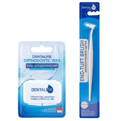 Воск для брекетов Dentalpik прозрачный нейтральный и монопучковая щетка белая