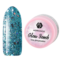 Гель для дизайна ногтей Adricoco Glow Bomb №10 Сверкающая бирюза 5 мл