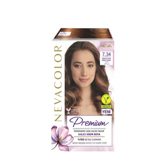 Крем краска для волос Nevacolor Premium стойкая 7.34 Янтарь