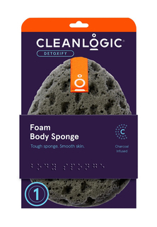 Губка-спонж для тела с древесным углем Cleanlogic Detoxify Charcoal Foam Body Sponge