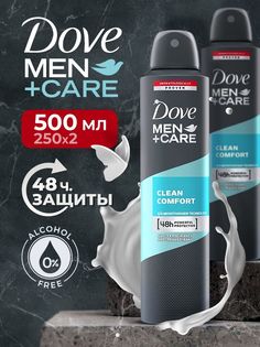Дезодорант мужской Dove Clean Comfort 2 шт по 250 мл