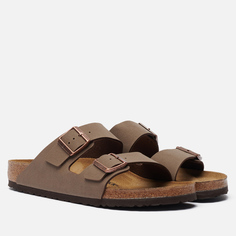 Мужские сандалии Birkenstock Arizona Birko-Flor Nubuck коричневый, размер 43 EU