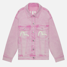 Женская джинсовая куртка Evisu Seagull & Embroidered Logo Denim розовый, Размер S
