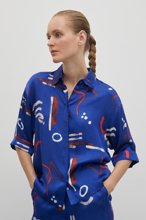 Рубашка женская Finn Flare FSD110194 синяя XL