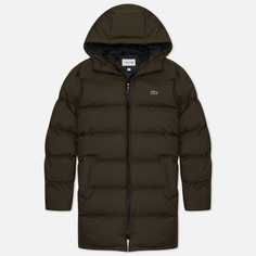 Мужской пуховик Lacoste Long Hooded Quilted оливковый, Размер 58