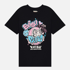 Женская футболка Evisu Graffiti Daruma Printed Boyfriend чёрный, Размер XS