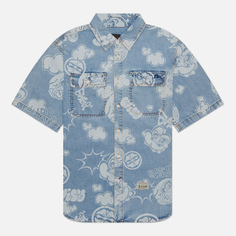 Мужская рубашка Evisu Heritage Graffiti Discharged All Over Print Denim голубой, Размер M