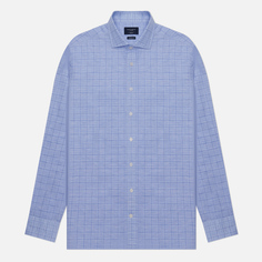 Мужская рубашка Hackett Cotton/Linen Sky Check голубой, Размер M