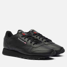 Женские кроссовки Reebok Classic Leather чёрный, размер 39 EU