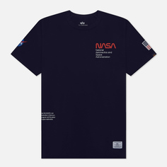 Мужская футболка Alpha Industries NASA Worm Logo синий, Размер XL