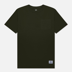 Мужская футболка Alpha Industries Essential Pocket Crew Neck оливковый, Размер S