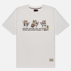 Мужская футболка Evisu Heritage Dancing Wadaiko Fortune-Cat Printed белый, Размер L