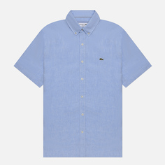 Мужская рубашка Lacoste Linen SS Regular Fit голубой, Размер 45
