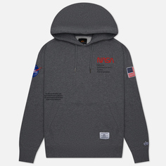 Мужская толстовка Alpha Industries NASA Worm Logo Hoodie серый, Размер M