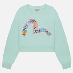 Женская толстовка Evisu Seagull Daruma Plastisol Print Cropped зелёный, Размер M